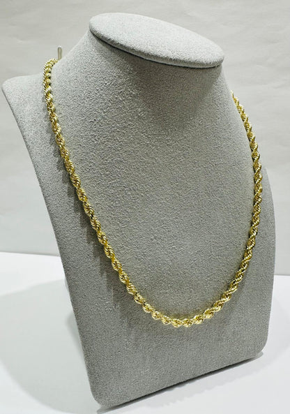 10K GOLD SOLID ROPE CHAIN-  WEIGHT: 21.2gm   28"   2.60mm