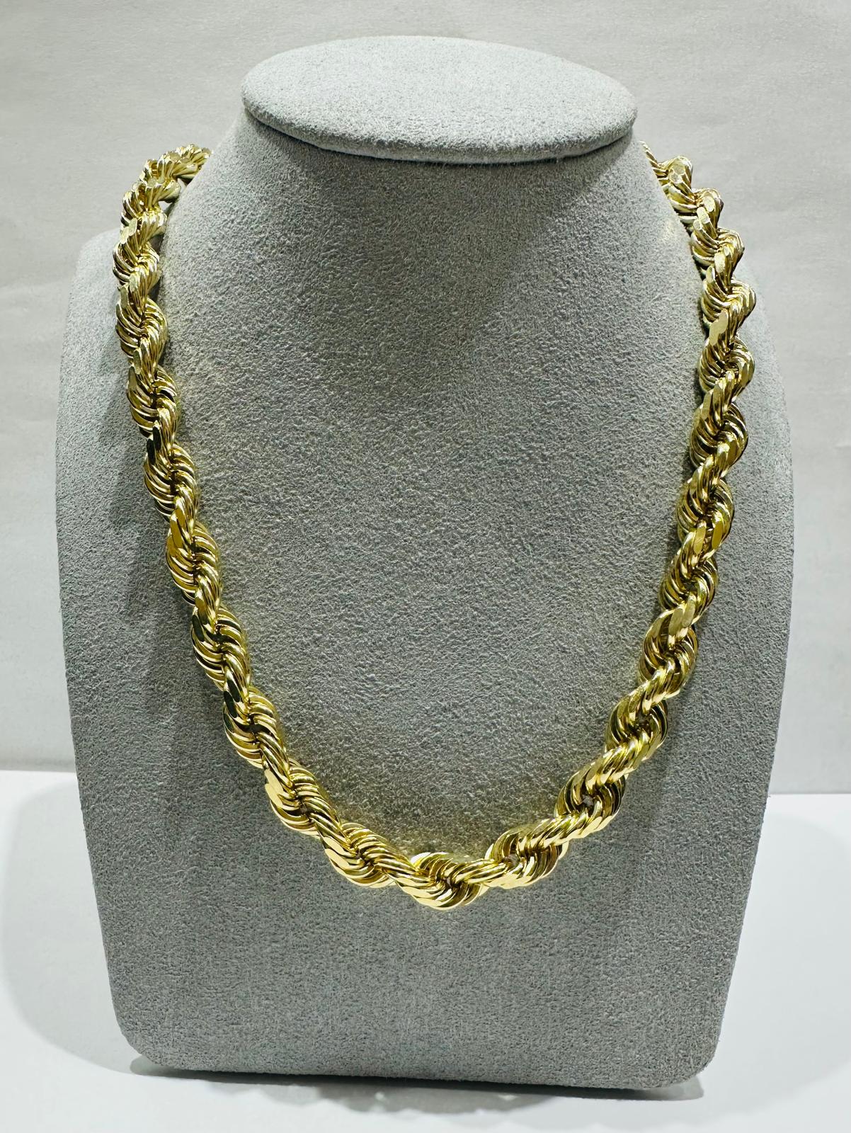 10K GOLD SOLID ROPE CHAIN,  WEIGHT: 88gm   20"   6.50mm