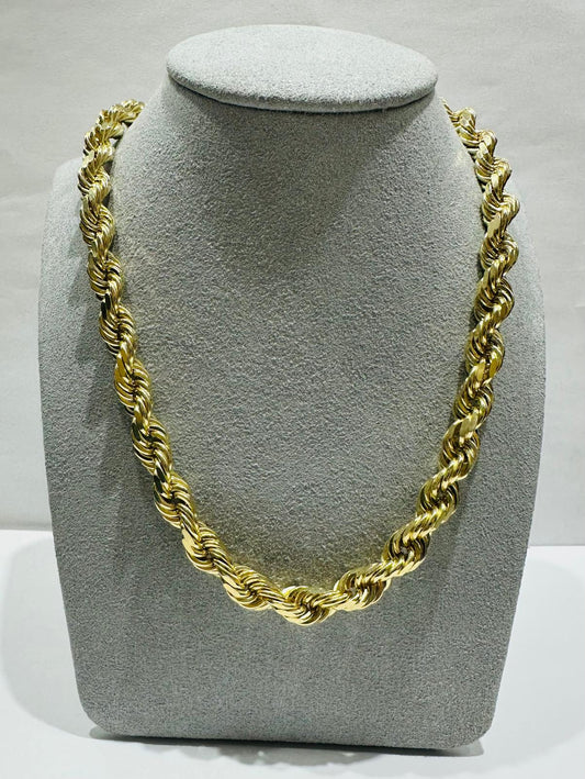 10K GOLD SOLID ROPE CHAIN,  WEIGHT: 88gm   20"   6.50mm