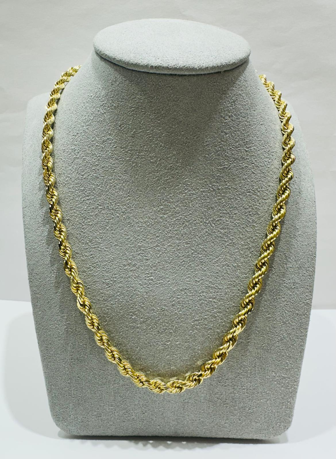 10K GOLD SOLID ROPE CHAIN-  WEIGHT: 49.5gm   30"   3.78mm