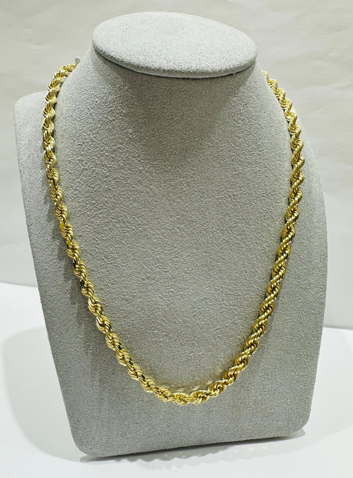 10K GOLD SOLID ROPE CHAIN-  WEIGHT: 49.5gm   30"   3.78mm