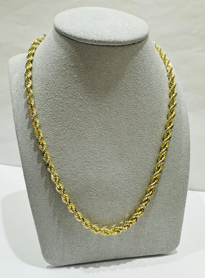 10K GOLD SOLID ROPE CHAIN-  WEIGHT: 49.5gm   30"   3.78mm