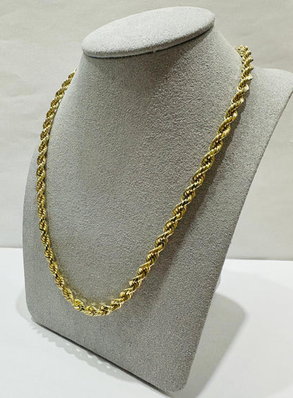 10K GOLD SOLID ROPE CHAIN-  WEIGHT: 49.5gm   30"   3.78mm