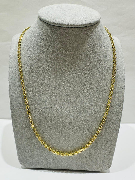 10K GOLD SOLID ROPE CHAIN-  WEIGHT: 18.3gm   26"   2.75mm