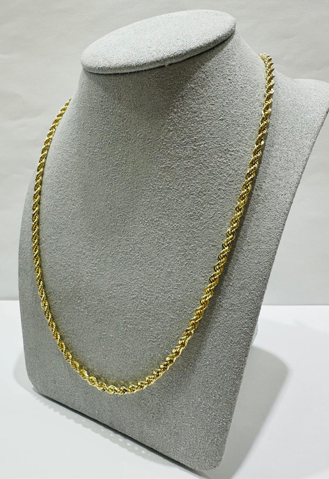 10K GOLD SOLID ROPE CHAIN-  WEIGHT: 18.3gm   26"   2.75mm