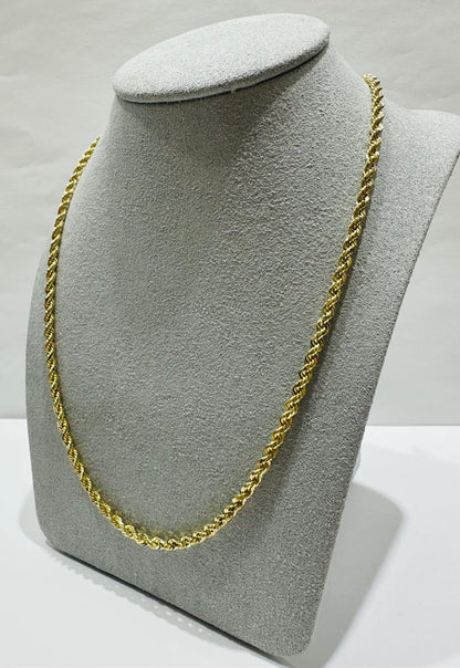10K GOLD SOLID ROPE CHAIN-  WEIGHT: 18.3gm   26"   2.75mm