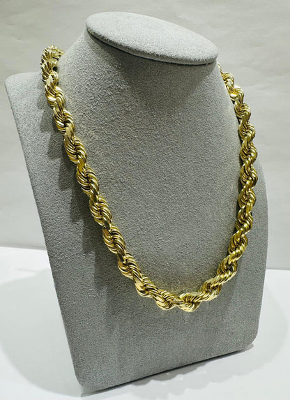10K GOLD SOLID ROPE CHAIN,  WEIGHT: 88gm   20"   6.50mm