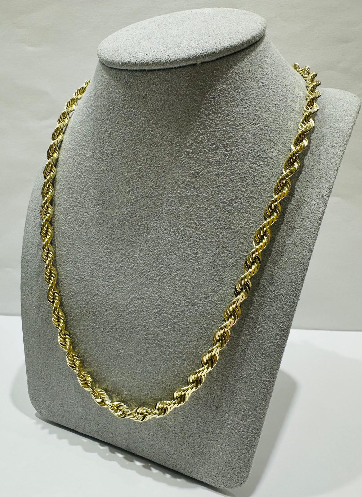10K GOLD SOLID ROPE CHAIN-  WEIGHT: 40gm   24"   3.99mm