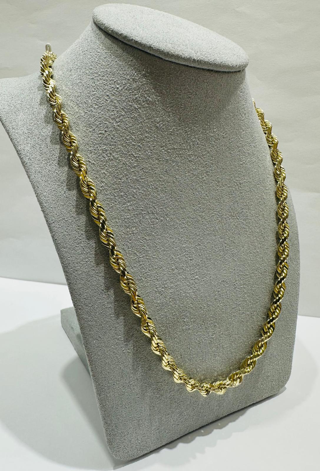 10K GOLD SOLID ROPE CHAIN-  WEIGHT: 40gm   24"   3.99mm