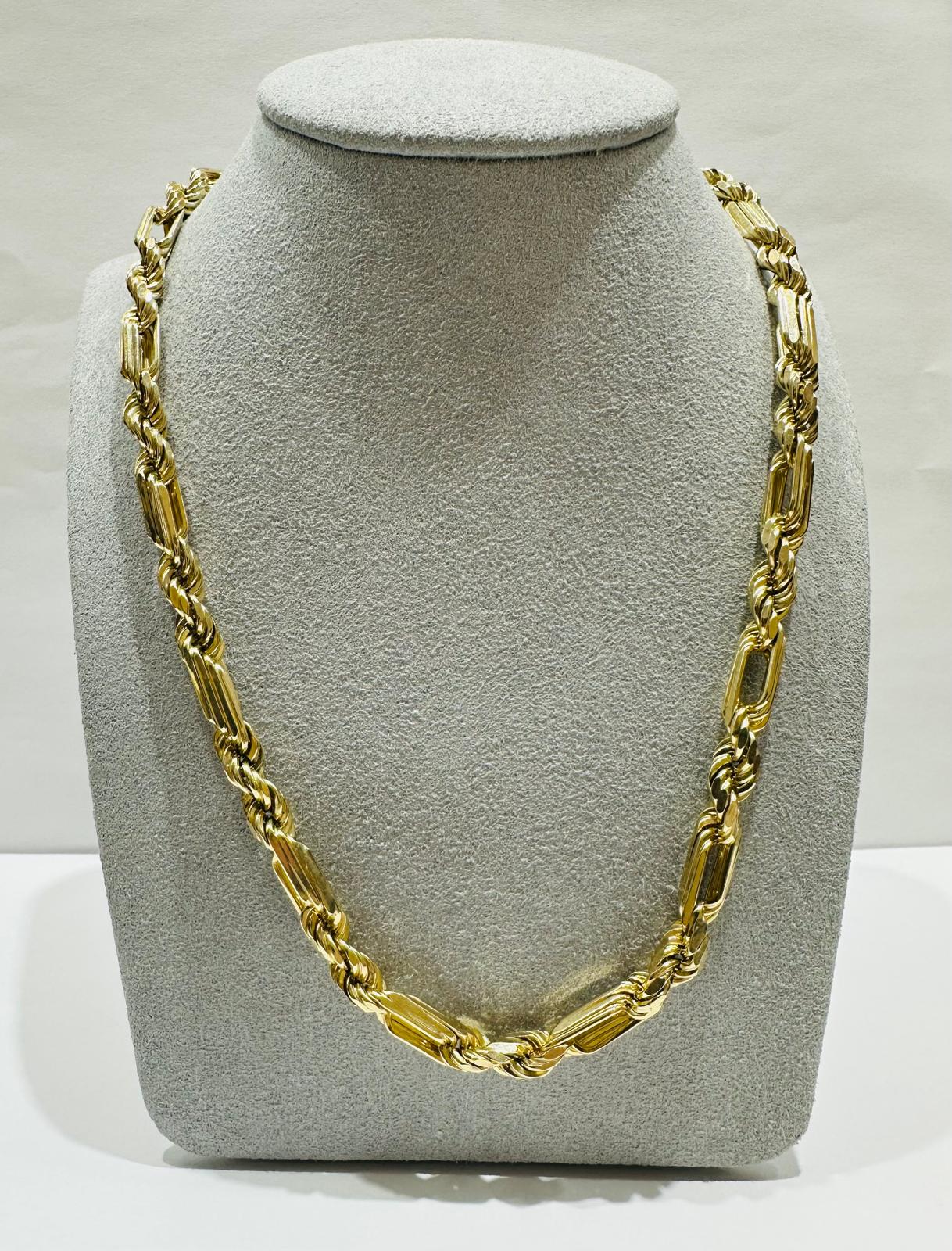 10K GOLD SOLID ROPE CHAIN-  WEIGHT: 54.5gm   28"   5.55mm