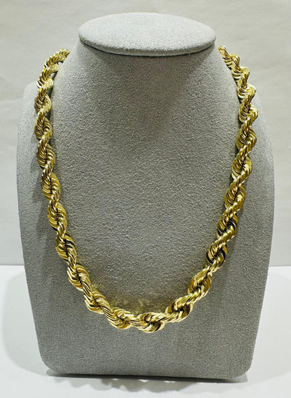 10K GOLD SOLID ROPE CHAIN-  WEIGHT: 88.8gm   22"   6.40mm