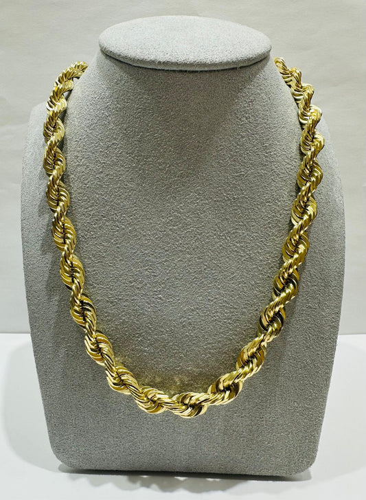 10K GOLD SOLID ROPE CHAIN-  WEIGHT: 88.8gm   22"   6.40mm