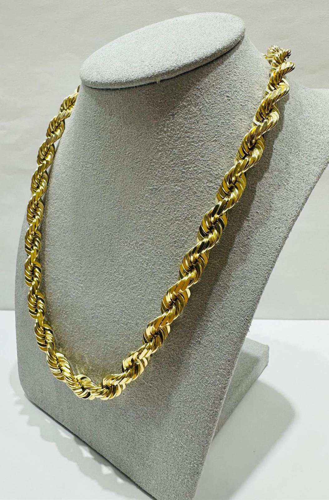 10K GOLD SOLID ROPE CHAIN-  WEIGHT: 88.8gm   22"   6.40mm
