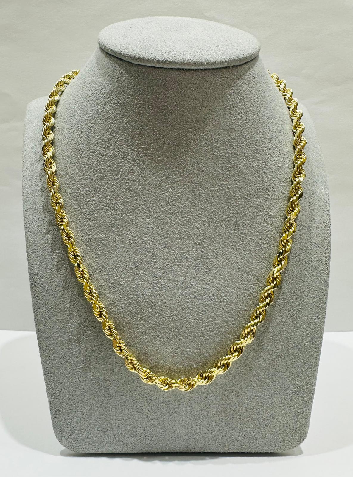 10K GOLD SOLID ROPE CHAIN,  WEIGHT: 32.6gm   20"   3.79mm