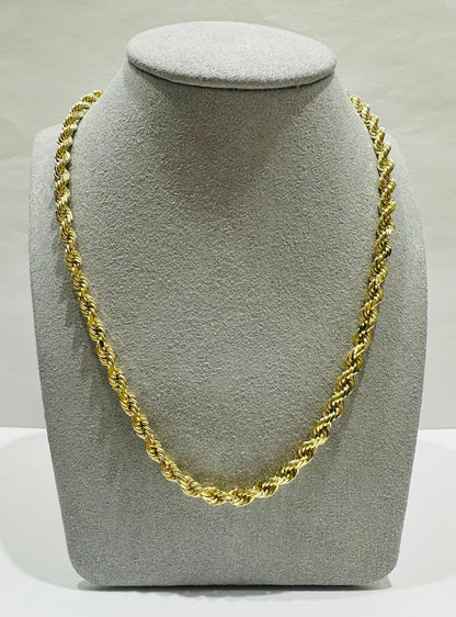 10K GOLD SOLID ROPE CHAIN,  WEIGHT: 32.6gm   20"   3.79mm