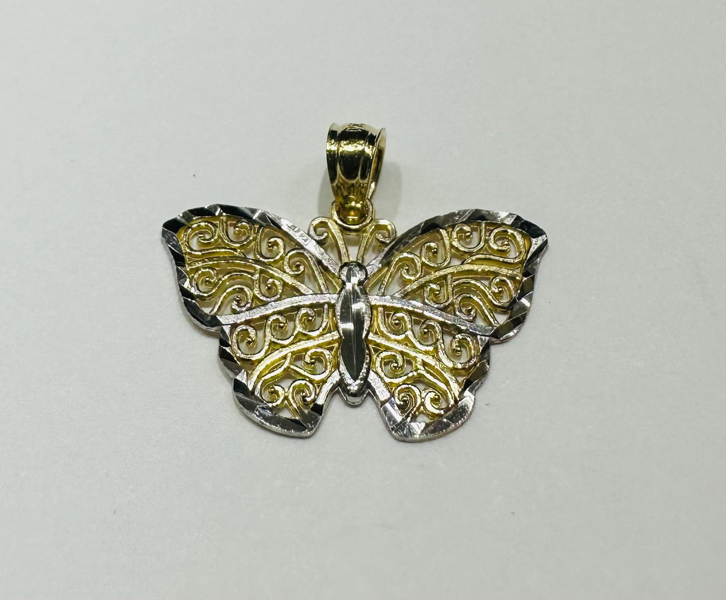 10K GOLD TWO TONED BUTTERFLY PENDANT