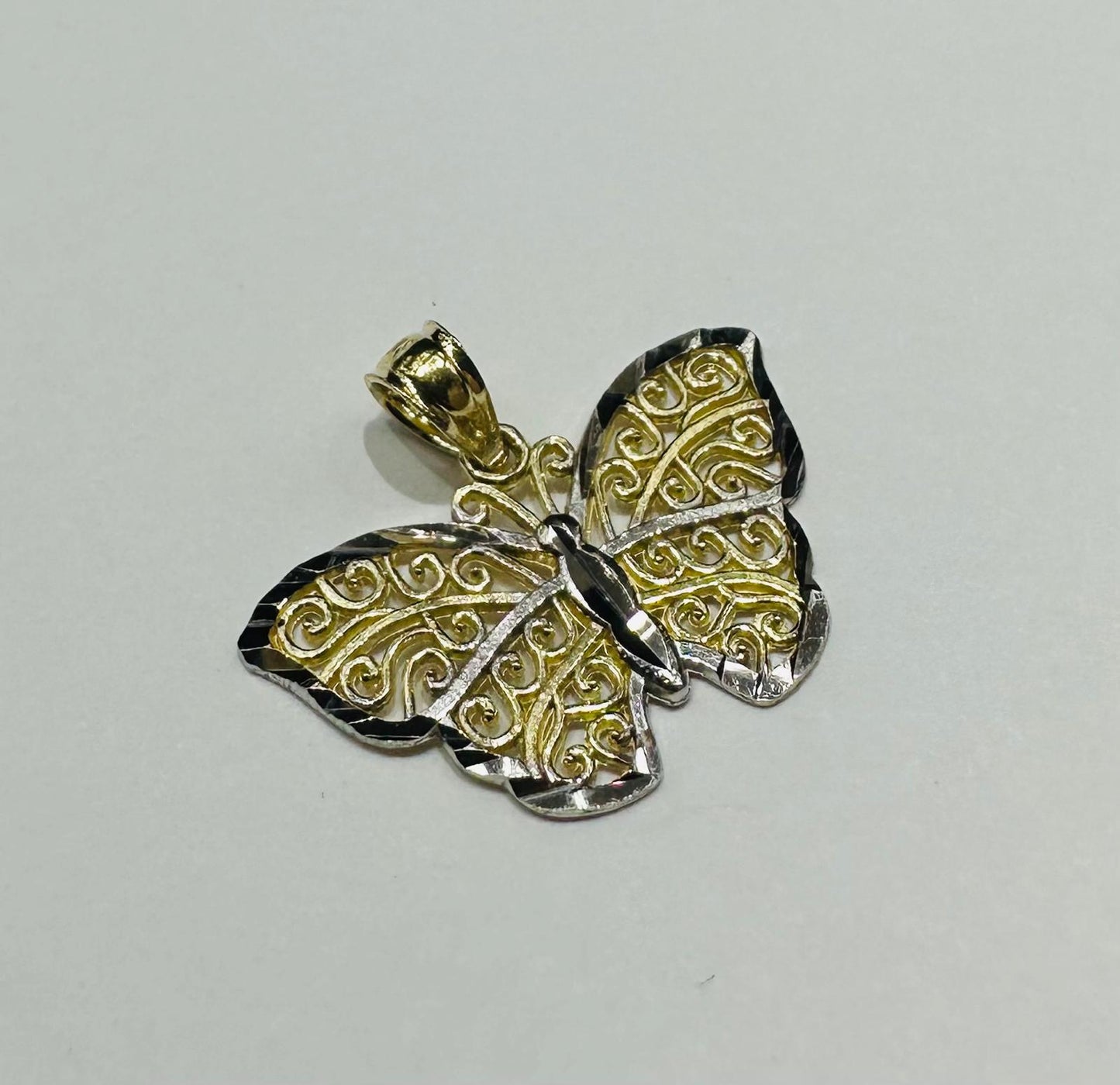 10K GOLD TWO TONED BUTTERFLY PENDANT