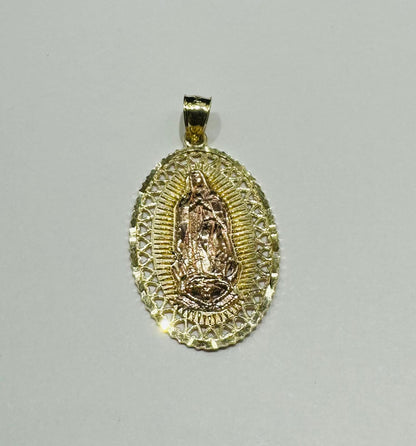 10K GOLD TWO TONED VIRGIN MARY PENDANT- WEIGHT: 2.5gm