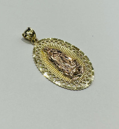 10K GOLD TWO TONED VIRGIN MARY PENDANT- WEIGHT: 2.5gm