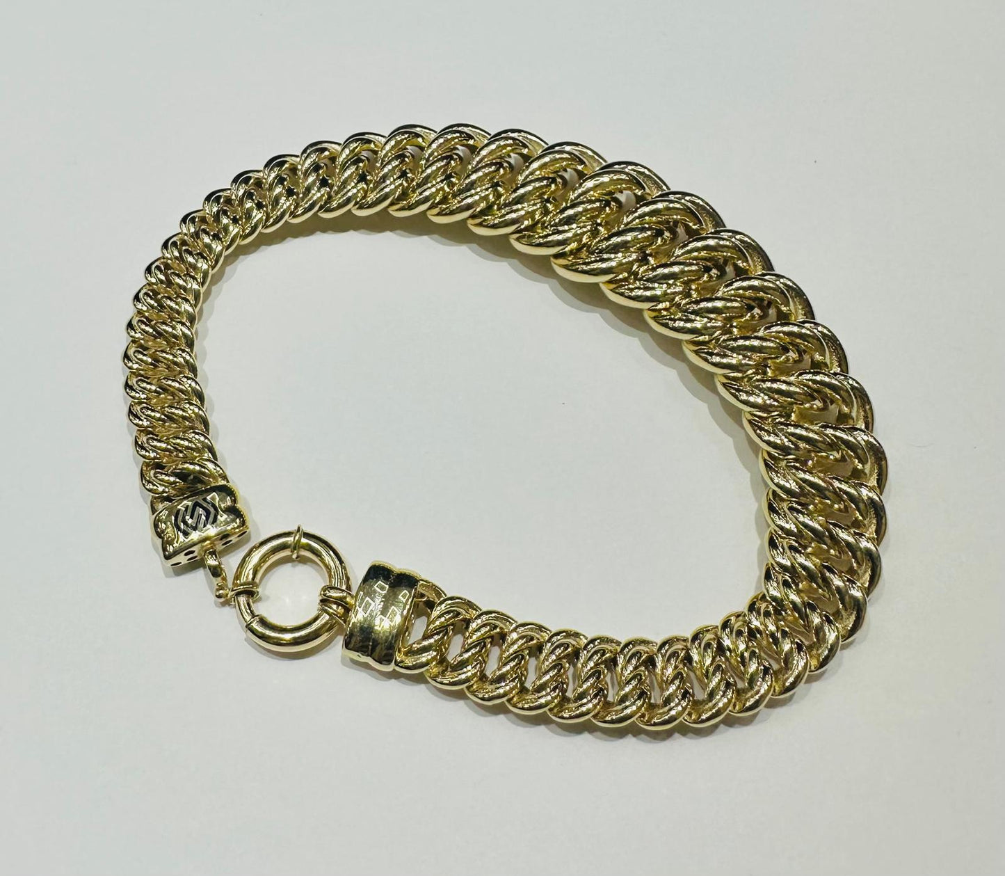 10K GOLD FLAT BYZANTINE LINK CHAIN BRACELET - WEIGHT: 19.8gm