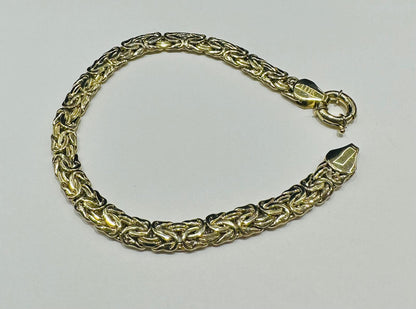 10K GOLD BYZANTINE LINK CHAIN BRACELET - WEIGHT: 7.4gm