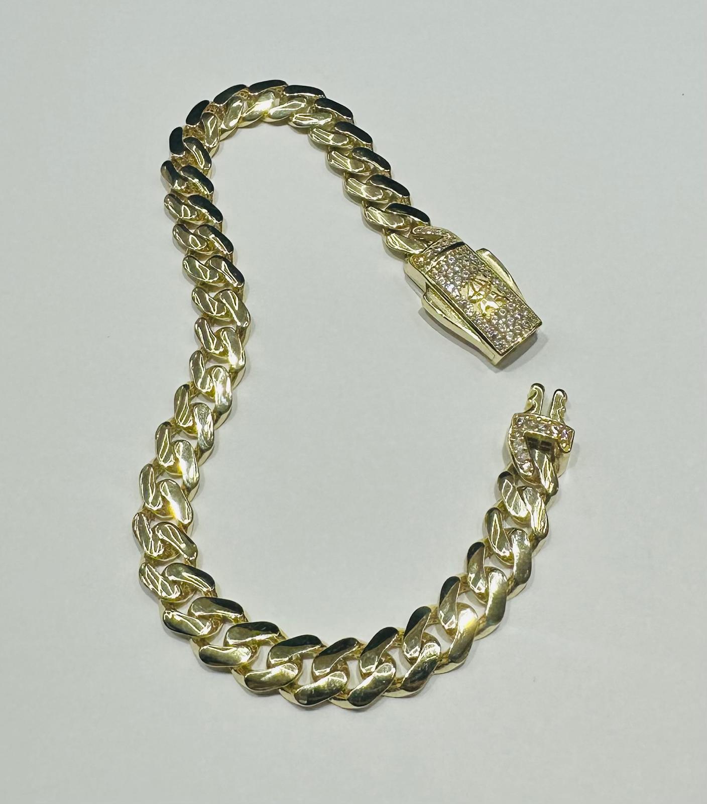 10K GOLD CUBAN LINK CHAIN BRACELET - WEIGHT: 9.8gm