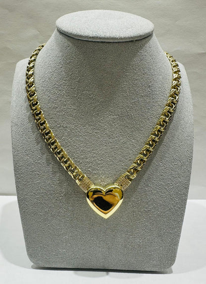 10K GOLD HEART CHINO LINK CHAIN NECKLACE- WEIGHT: 21.3gm