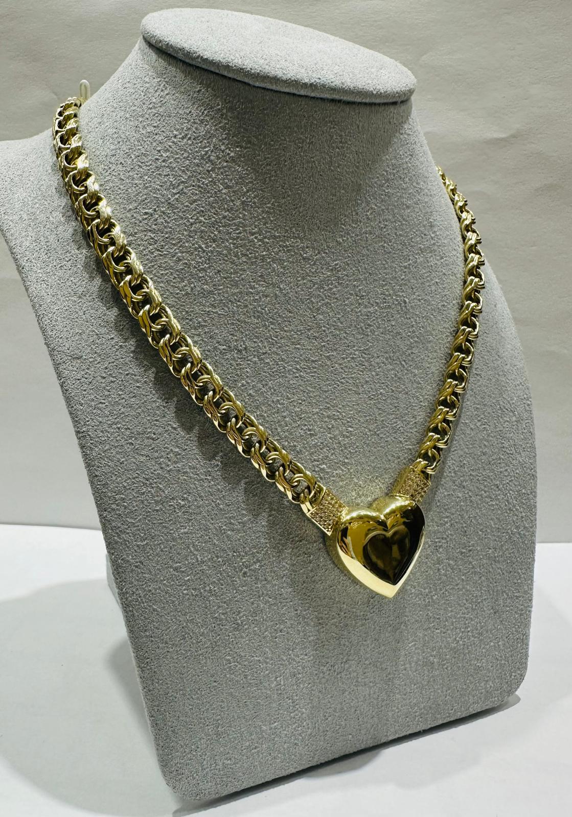 10K GOLD HEART CHINO LINK CHAIN NECKLACE- WEIGHT: 21.3gm