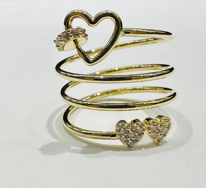14K GOLD HEART SPRING RING- WEIGHT: 2.1gm