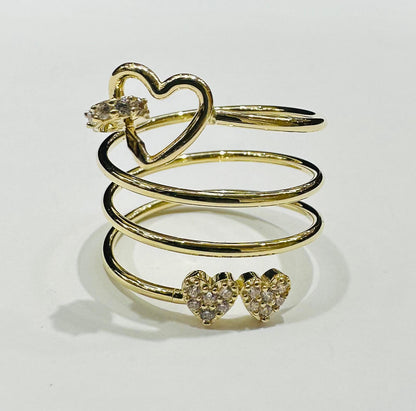 14K GOLD HEART SPRING RING- WEIGHT: 2.1gm