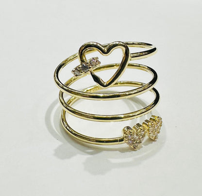 14K GOLD HEART SPRING RING- WEIGHT: 2.1gm