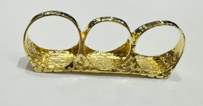 14K GOLD NUGGET THREE FINGER RING- WEIGHT: 22.9gm