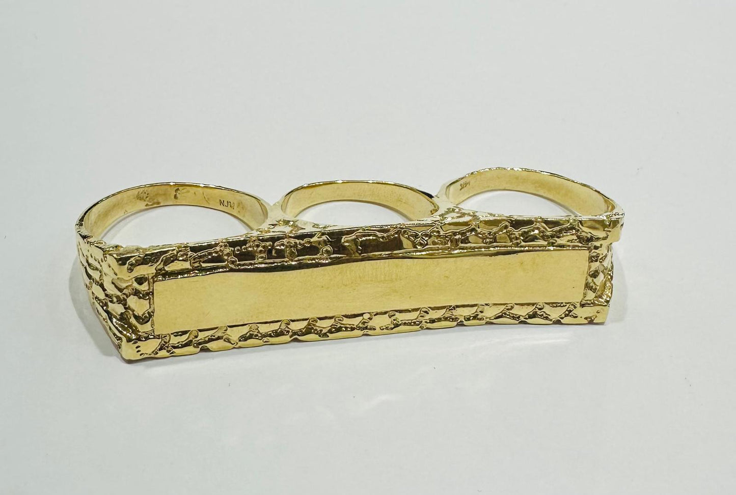 14K GOLD NUGGET THREE FINGER RING- WEIGHT: 22.9gm