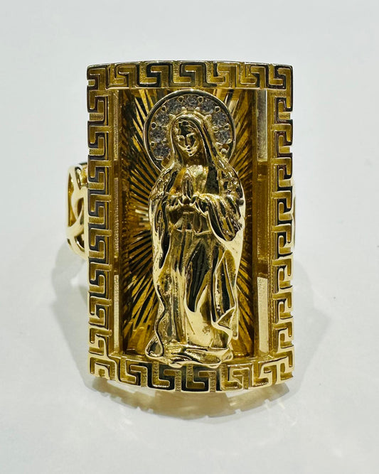14K GOLD VIRGIN MARY CHINO LINK RING- WEIGHT: 11.1gm