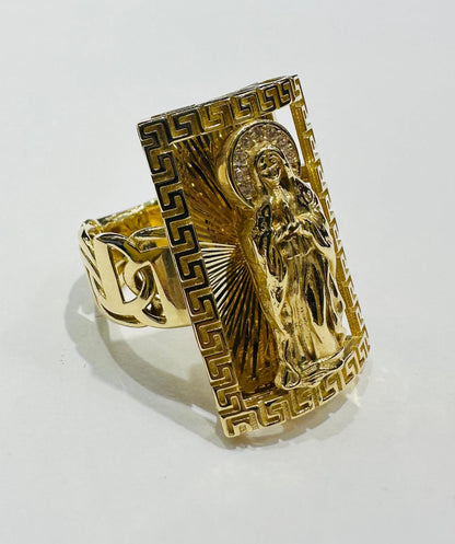 14K GOLD VIRGIN MARY CHINO LINK RING- WEIGHT: 11.1gm
