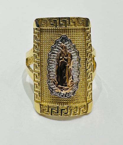 14K GOLD THREE TONED VIRGIN MARY RING- WEIGHT: 6.8gm