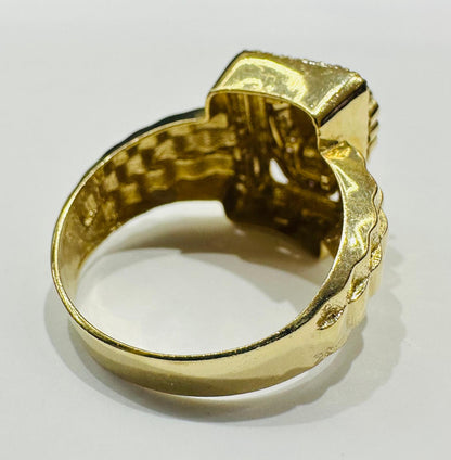 14K GOLD LION RING WITH CZ STONES- WEIGHT: 8.9gm