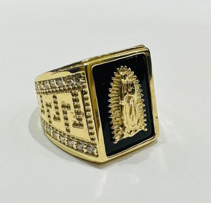 14K GOLD VIRGIN MARY RING WITH CZ STONES- WEIGHT: 10.3gm