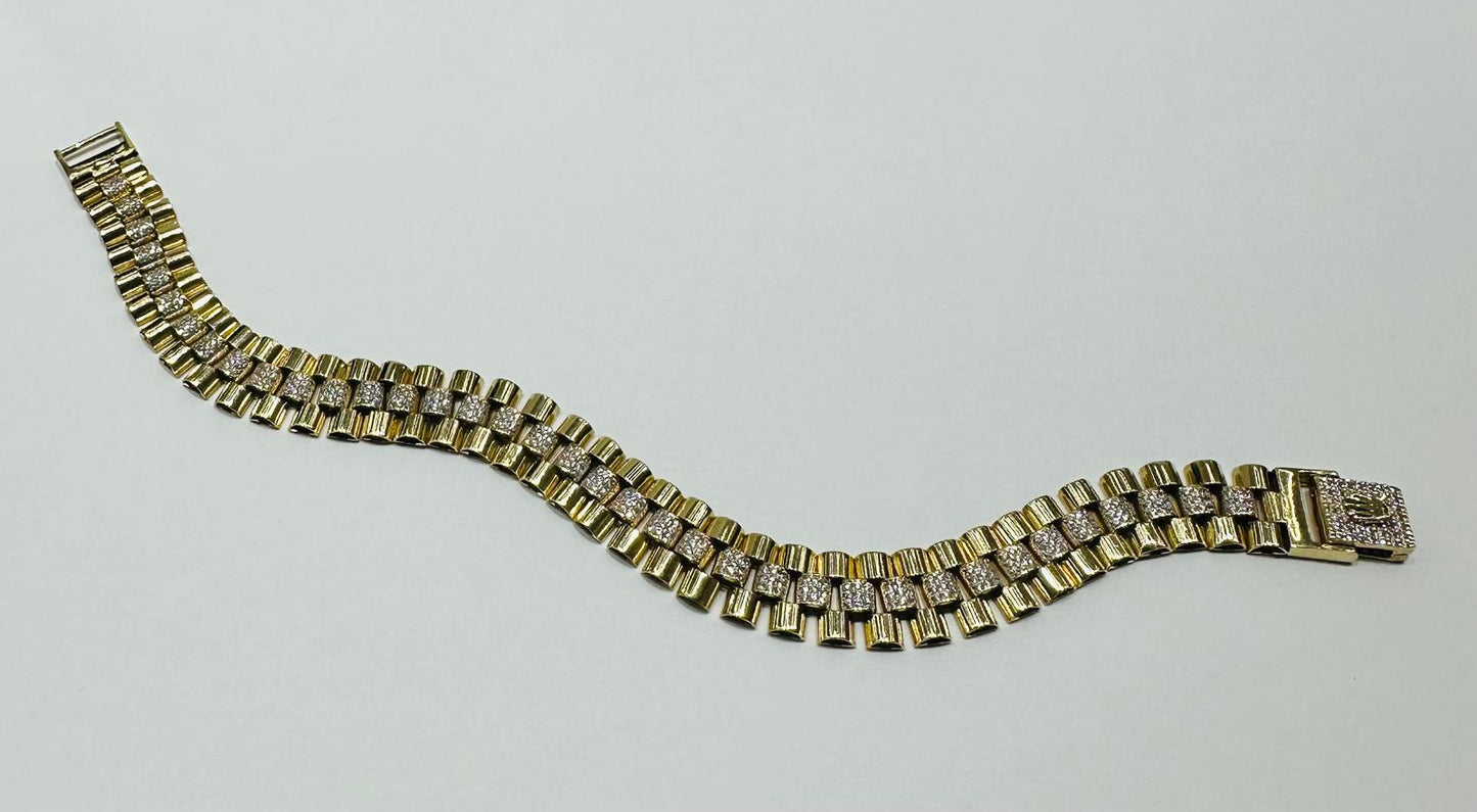 14K GOLD ROLEX LINK CHAIN BRACELET - WEIGHT: 24.2gm