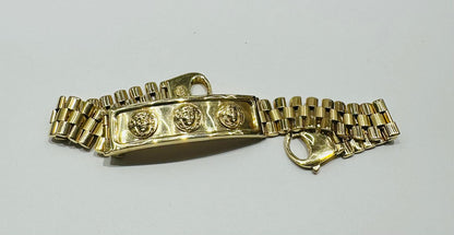 14K GOLD MEDUSA HEAD ROLEX LINK CHAIN BRACELET - WEIGHT: 33.4gm