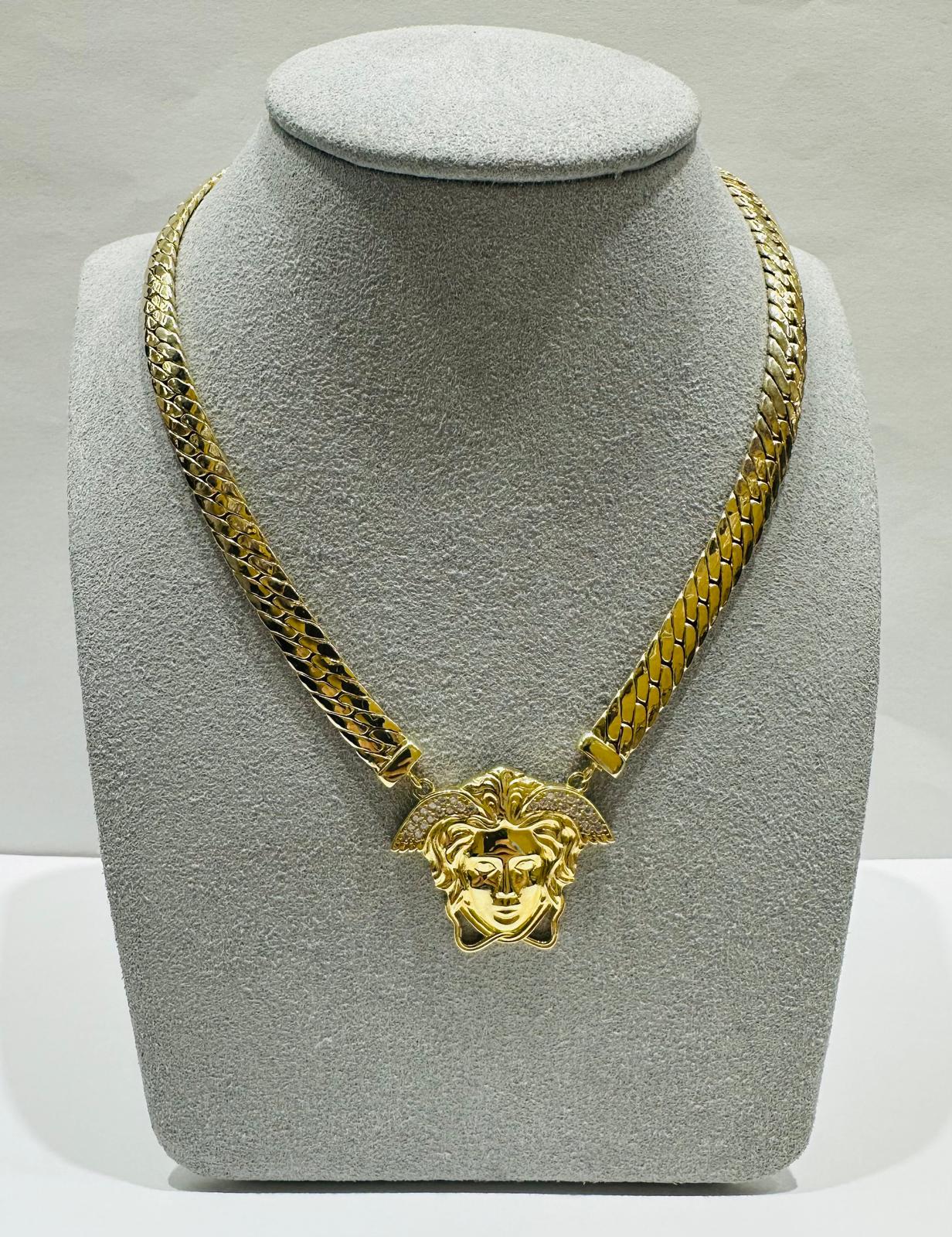 10K GOLD MEDUSA HEAD CUBAN LINK CHAIN NECKLACE- 16.5gm   18"