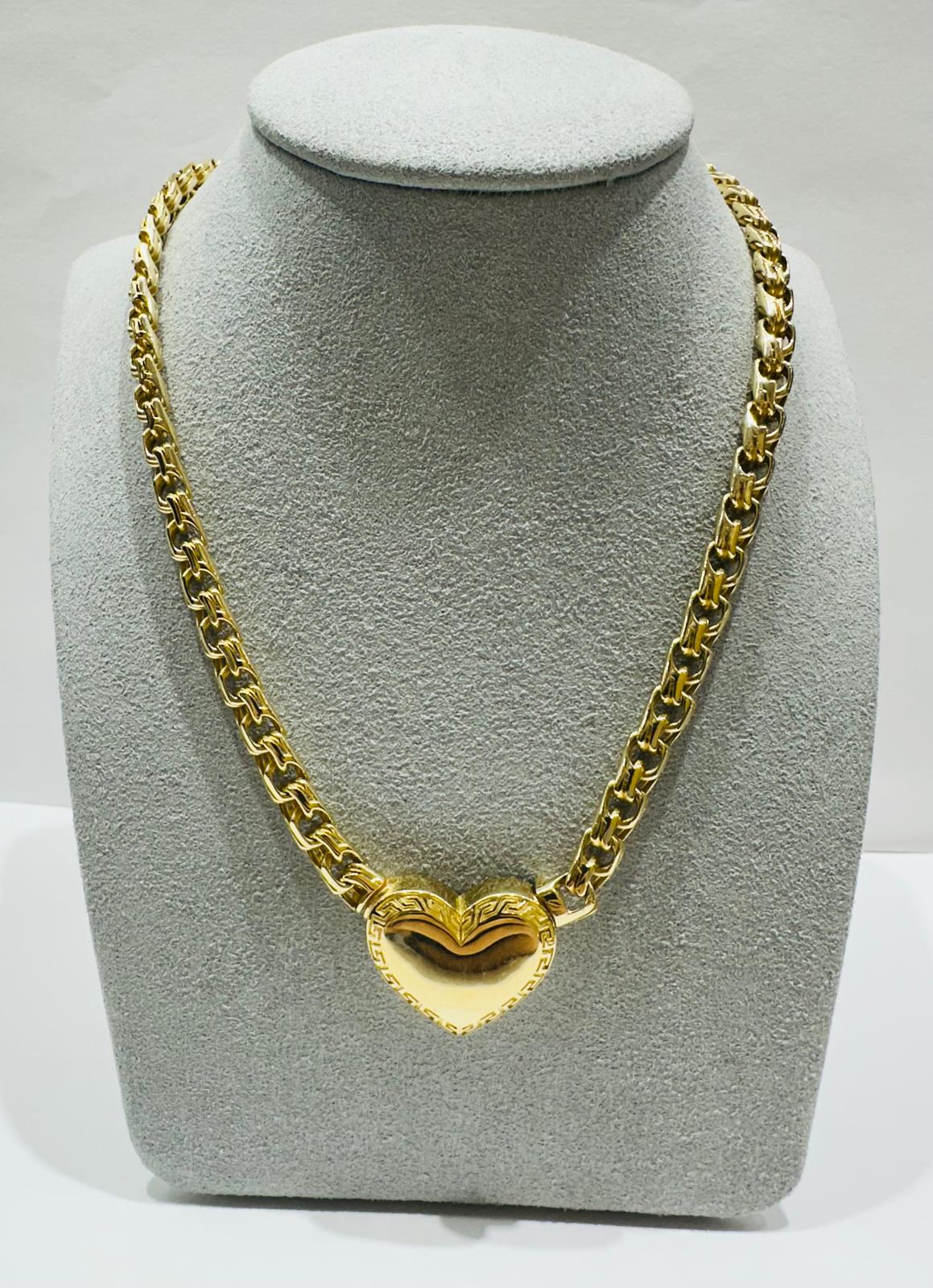 14K GOLD HEART CHINO LINK CHAIN NECKLACE- 26.8gm