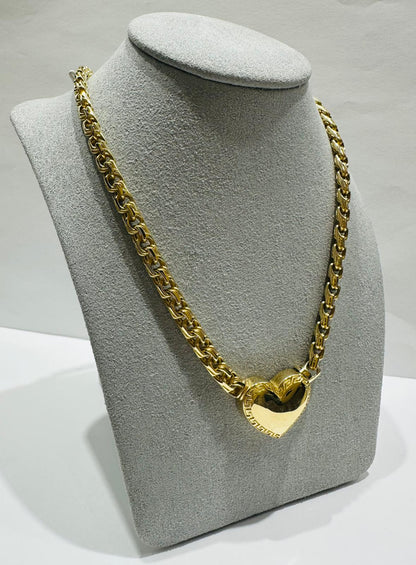 14K GOLD HEART CHINO LINK CHAIN NECKLACE- 26.8gm
