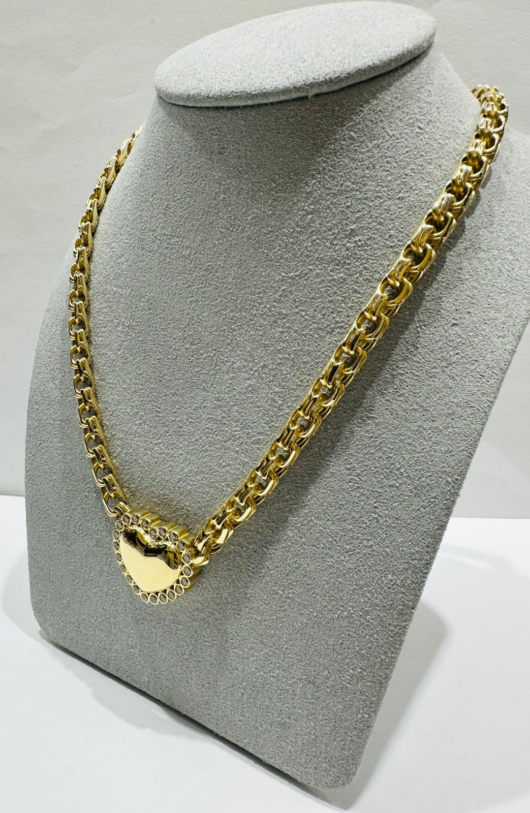 14K GOLD HEART CHINO LINK CHAIN NECKLACE- 31.6gm