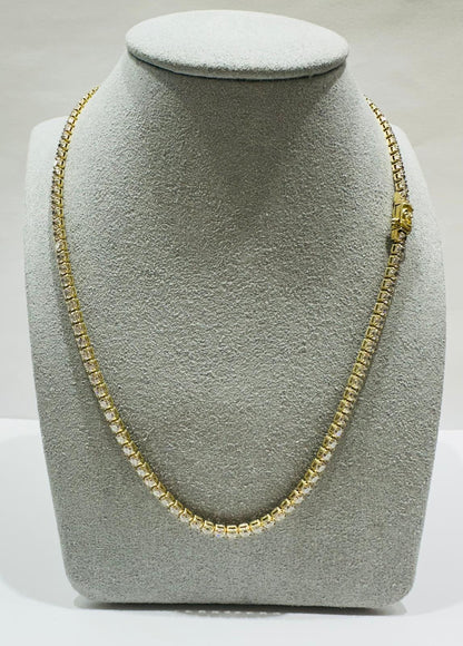 10K GOLD TENNIS NECKLACE WITH WHITE SAPPHIRE- 9.5gm     16.5"