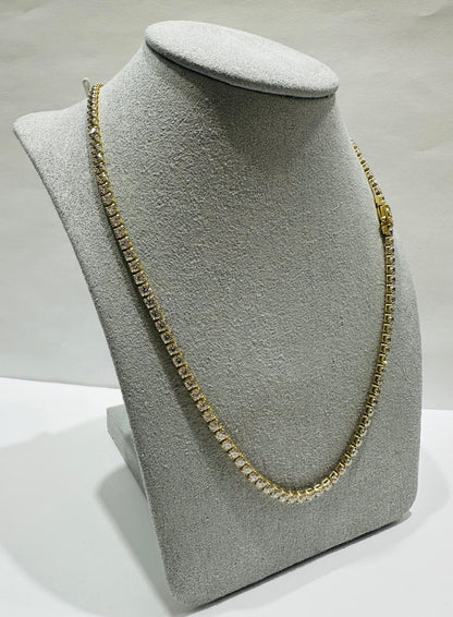 10K GOLD TENNIS NECKLACE WITH WHITE SAPPHIRE- 9.5gm     16.5"