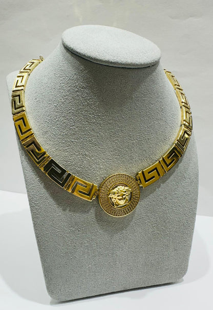10K GOLD MEDUSA HEAD VERSACE LINK CHAIN NECKLACE- 31.3gm