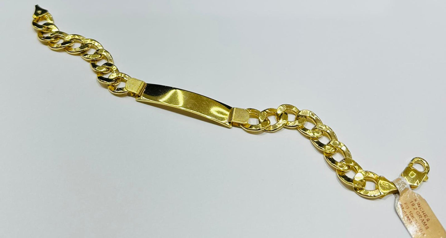 10K GOLD CUBAN LINK ID BRACELET- 19.3gm    9"