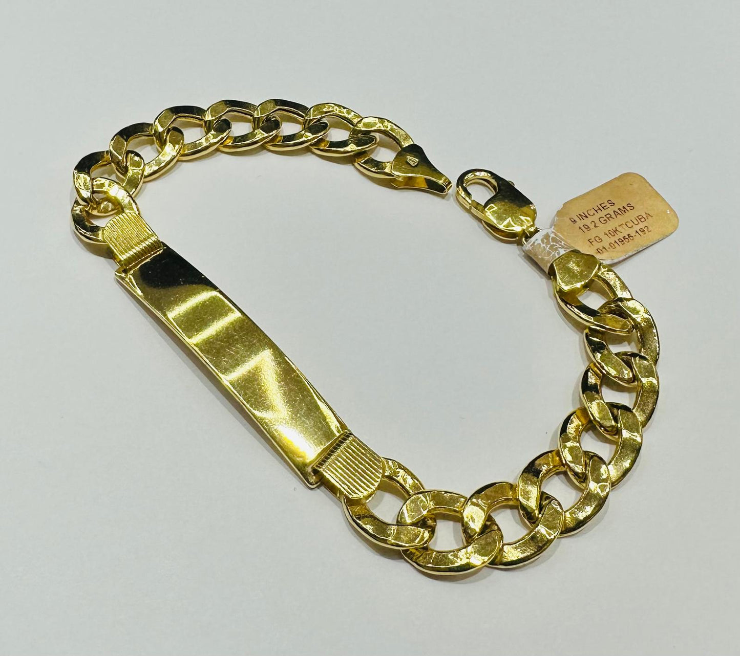 10K GOLD CUBAN LINK ID BRACELET- 19.3gm    9"