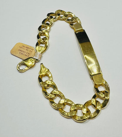 10K GOLD CUBAN LINK ID BRACELET- 19.3gm    9"